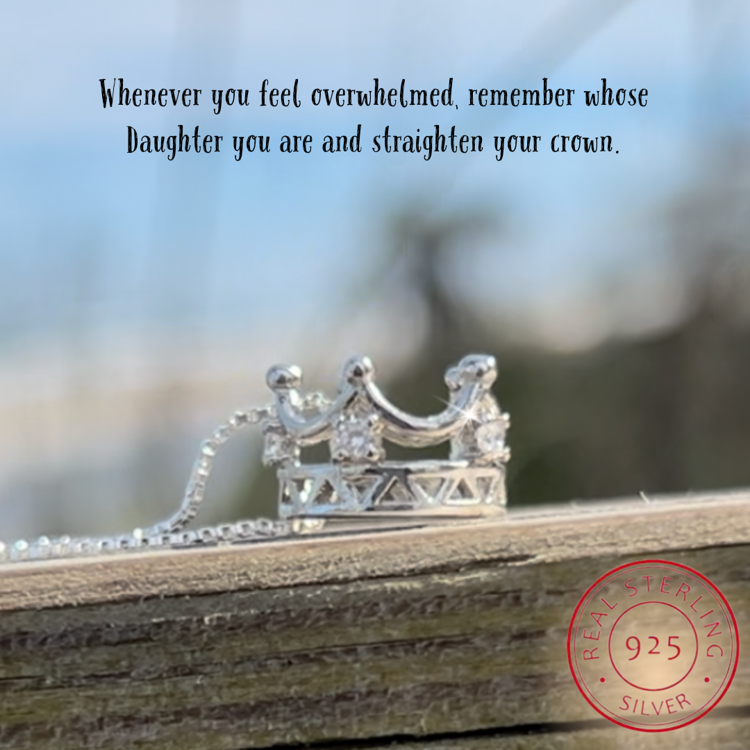 Princess Crown 925 Sterling Silver Zirconia Pendant Necklace