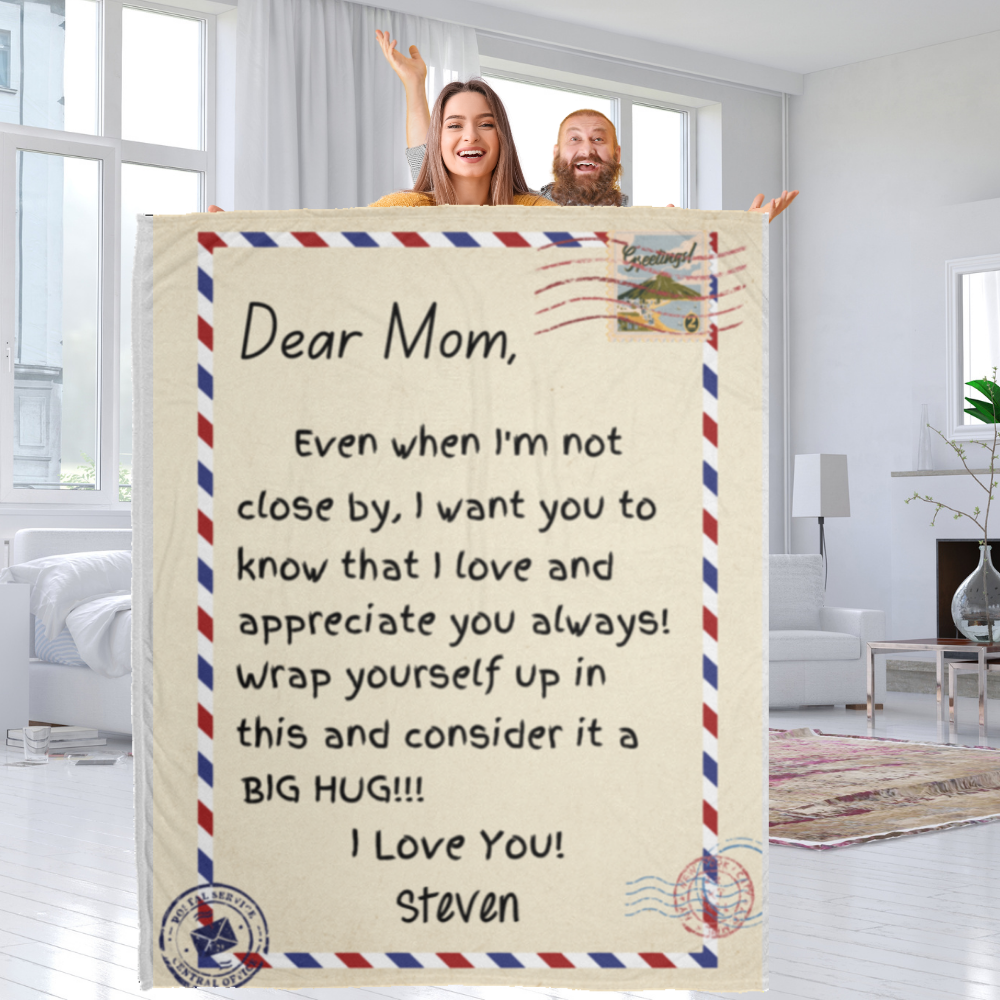 Dear Mom Post Card CUSTOMIZE NAME Cozy Plush Fleece Blanket - 50x60