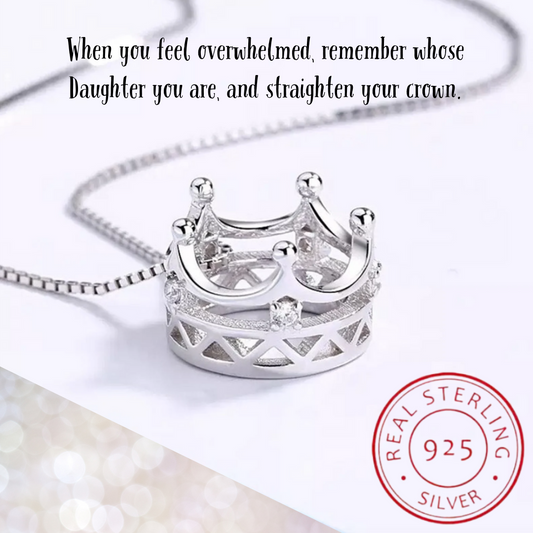 Princess Crown 925 Sterling Silver Zirconia Pendant Necklace