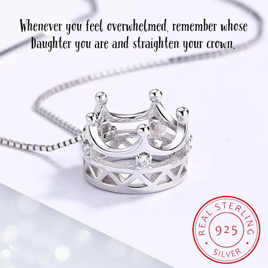 Princess Crown 925 Sterling Silver Zirconia Pendant Necklace