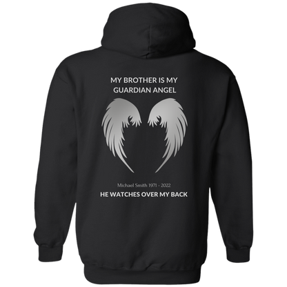 MY BROTHER IS MY GUARDIAN ANGEL CUSTOMIZE NAME & DATE  Pullover Hoodie Loss of Brother Remembrance Gift Loved One Memorial Gift Custom Name Tshirt Angel Wings Shirt