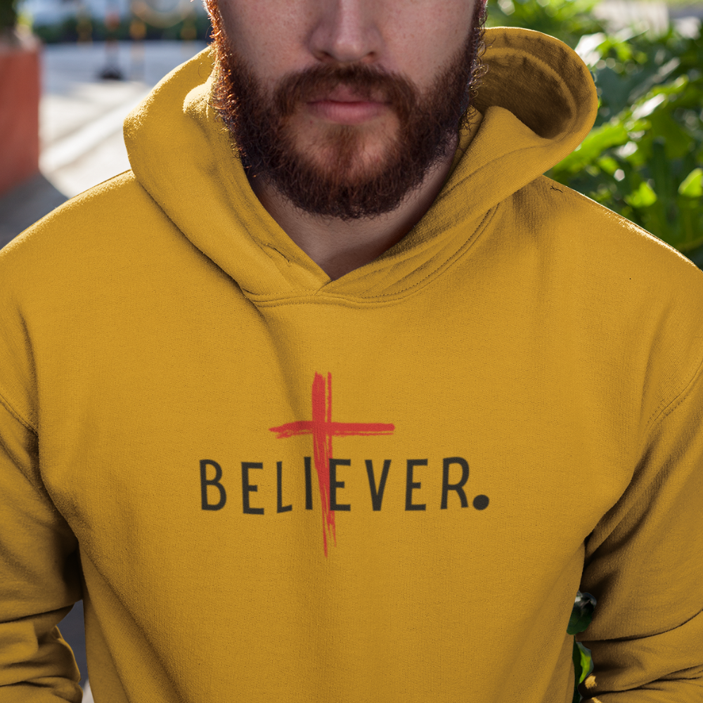BELIEVER Pullover Hoodie Unisex Faith Casual Wear Gift For Her Gift Believe Gift For Him