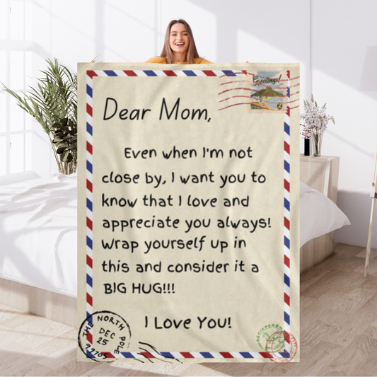 Dear Mom, Postal Blanket Cozy Plush Fleece Blanket - 60x80