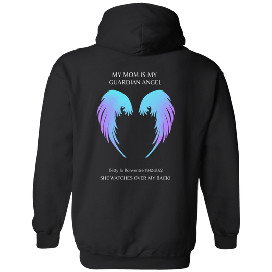 MY MOM IS MY GUARDIAN ANGEL Customize Name and Date Pullover Hoodie, Remembrance Gift,Memorial Gift, Loss of a loved one Angel Wings