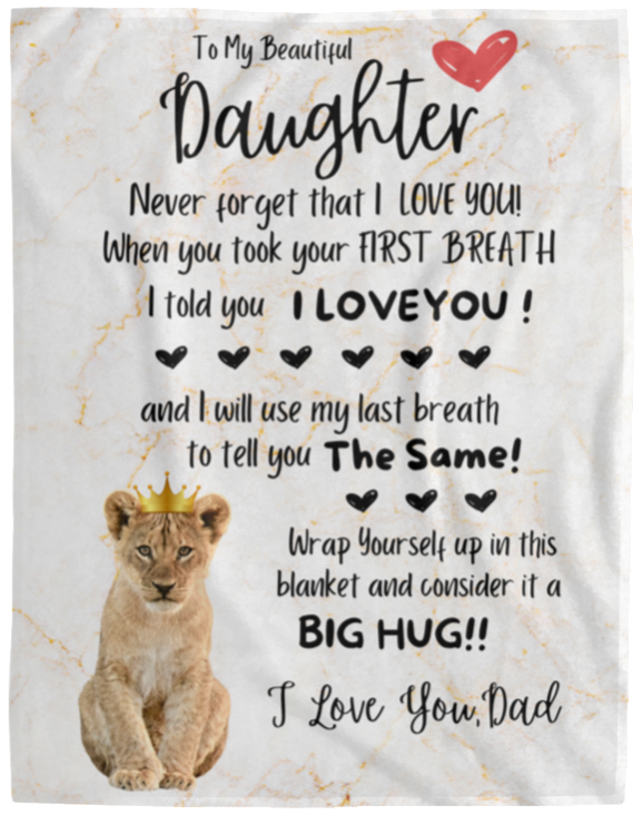 Lion Cub Last Breath Love, Dad Cozy Plush Fleece Blanket - 50x60