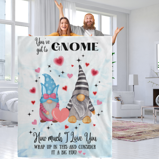 GNOME HOW MUCH I LOVE YOU (ICE) Cozy Plush Fleece Blanket - 50x60