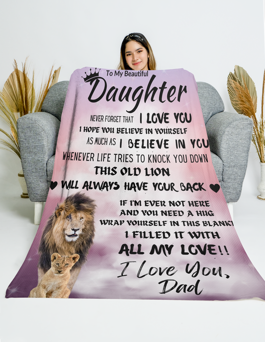 Old Lion Love Dad Cozy Plush Fleece Blanket - 50x60